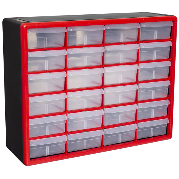 Akro-Mils 24 Drawer Plastic Storage Organizer with Drawers for Hardware, Small Parts, Craft Supplies, Red, Size: One Size