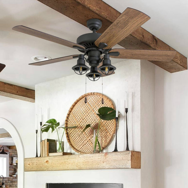 52" The Gray Barn Stormy Grain Aged Bronze Farmhouse LED Ceiling Fan - Hardwired